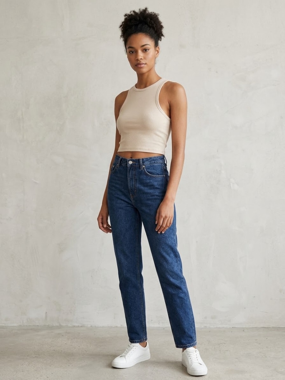 Ambiance Cream Ribbed Cropped Tank